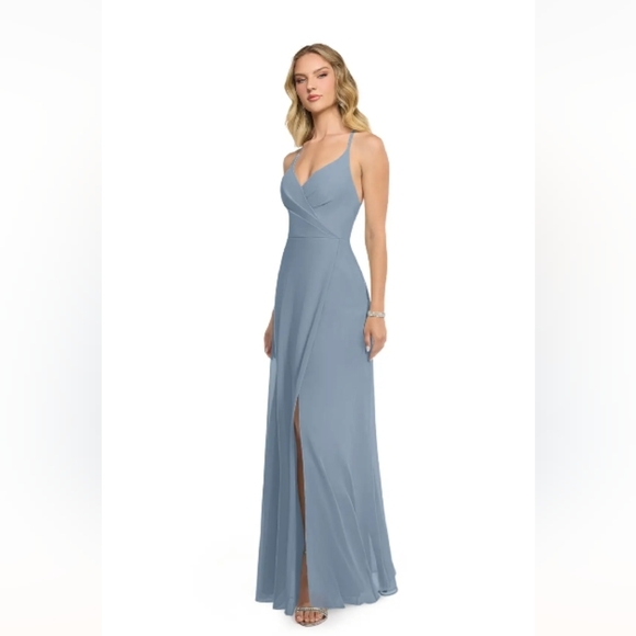Azazie Dusty Blue Maxi Dress - Picture 7 of 10
